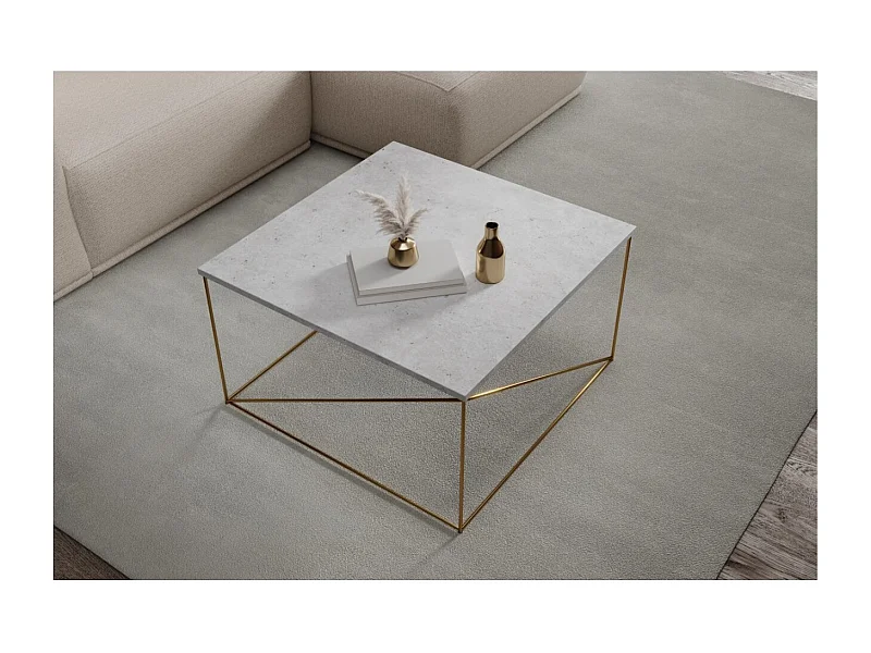 Table basse Elia Premium/Contreplaqué et métal/Or&Gris