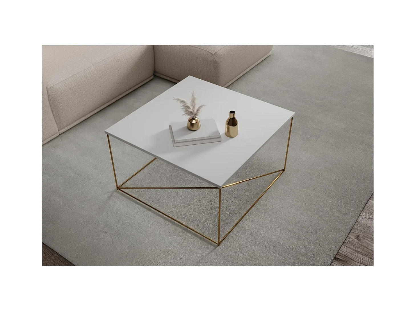 Couchtisch Elia Premium/Sperholz&Metall/Gold&Weiss