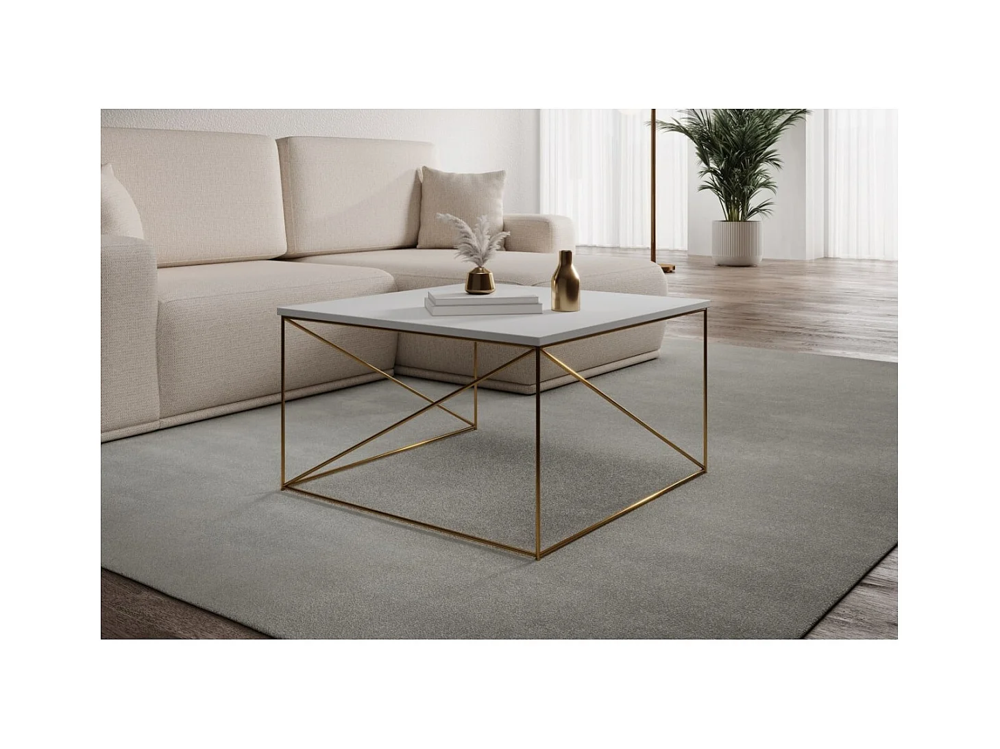 Couchtisch Elia Premium/Sperholz&Metall/Gold&Weiss