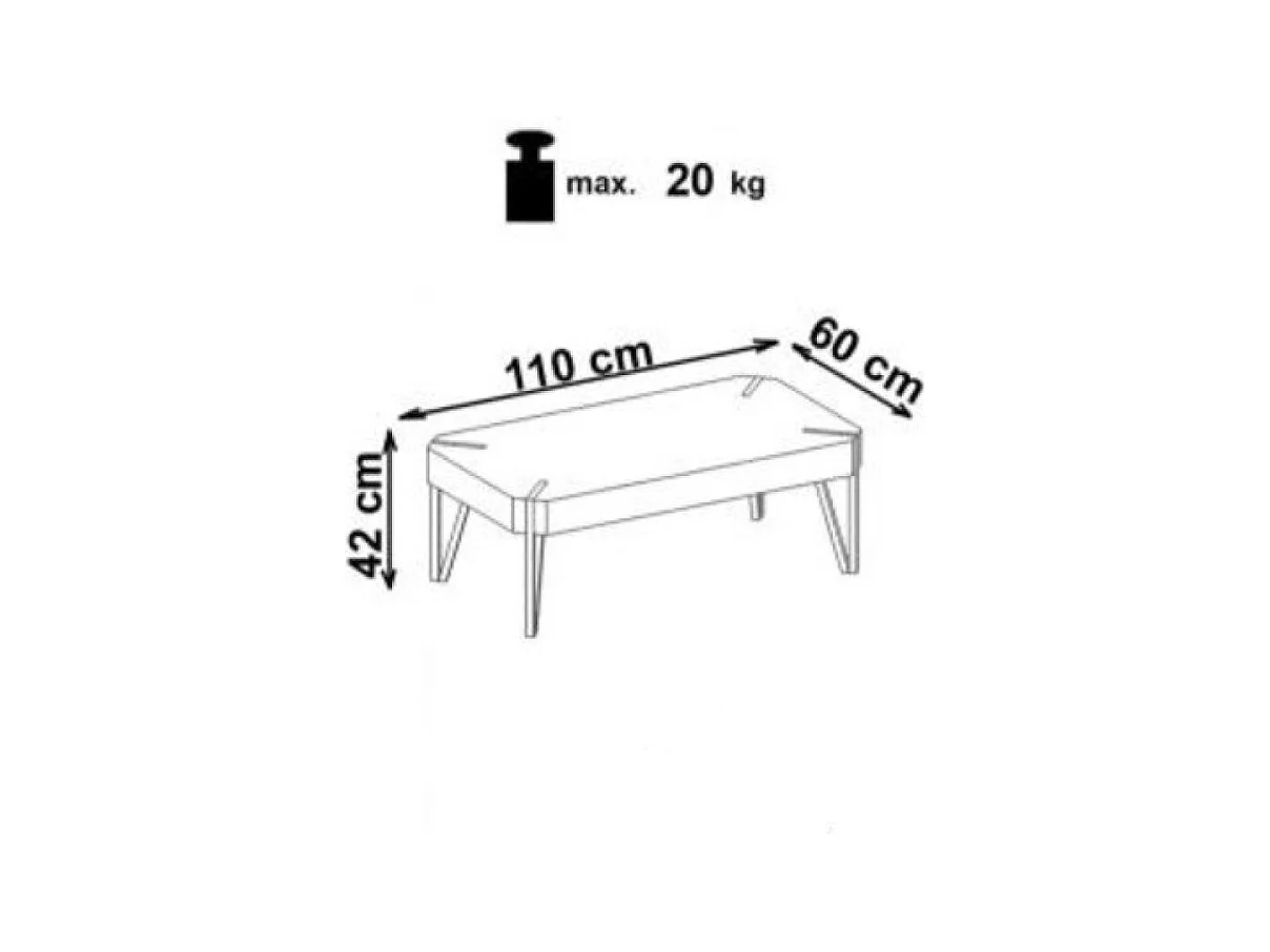 Couchtisch Emily/MDF&Metall/Eichebraun