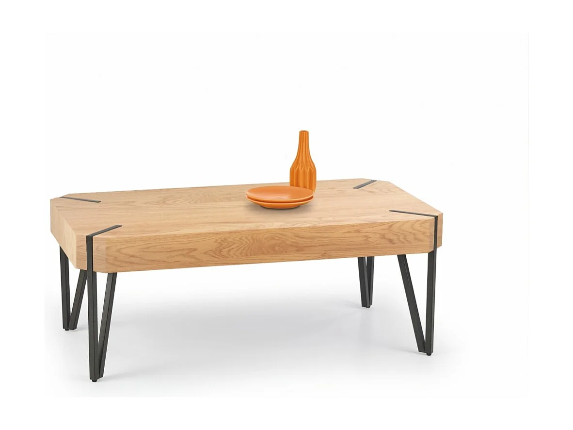 Tavolino Emily/MDF e metallo/rovere marrone