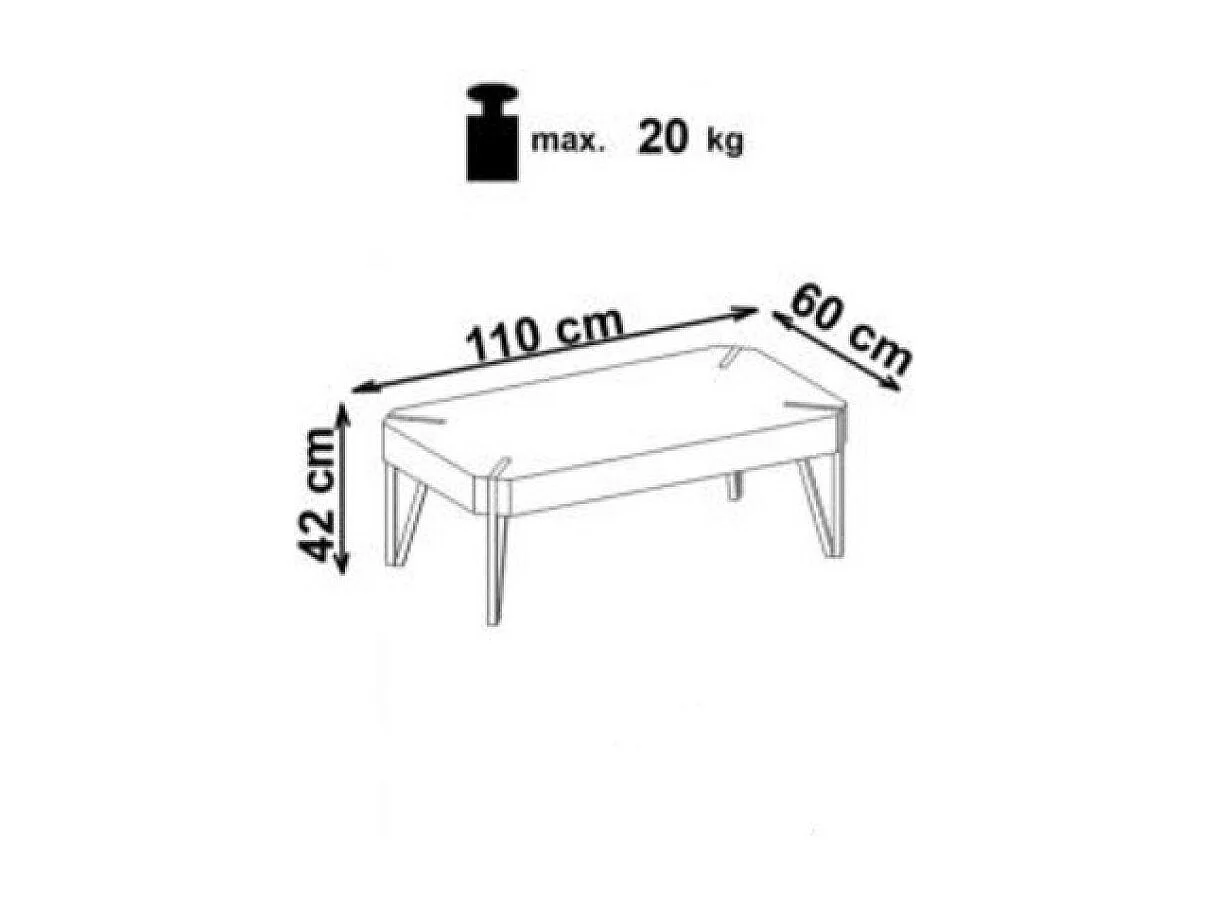 Tavolino Emily/MDF e metallo/rovere marrone