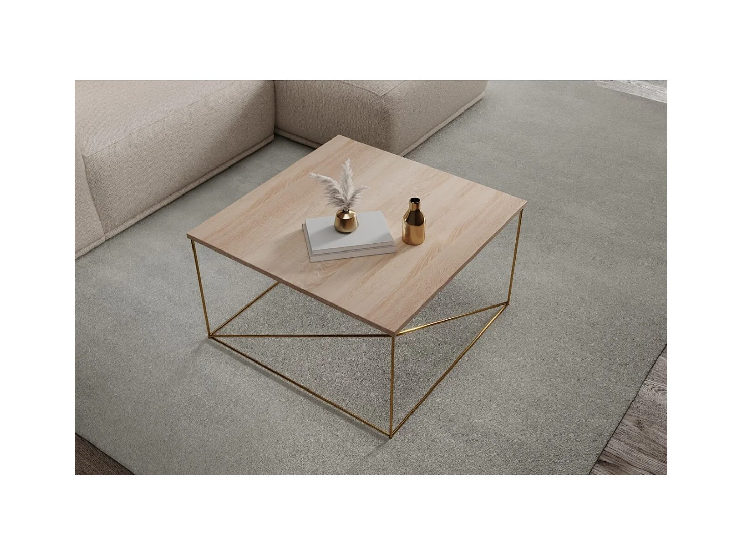 Table basse Elia Premium/Contreplaqué et métal/Or&Sonoma