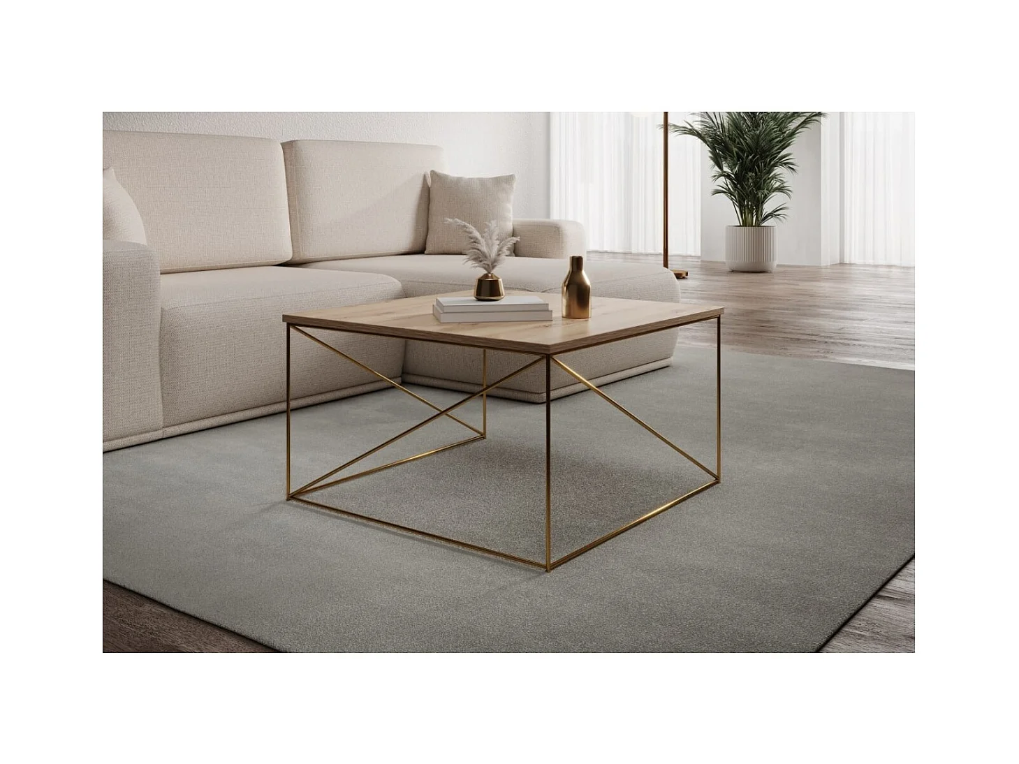 Table basse Elia Premium/Contreplaqué et métal/Or&Sonoma