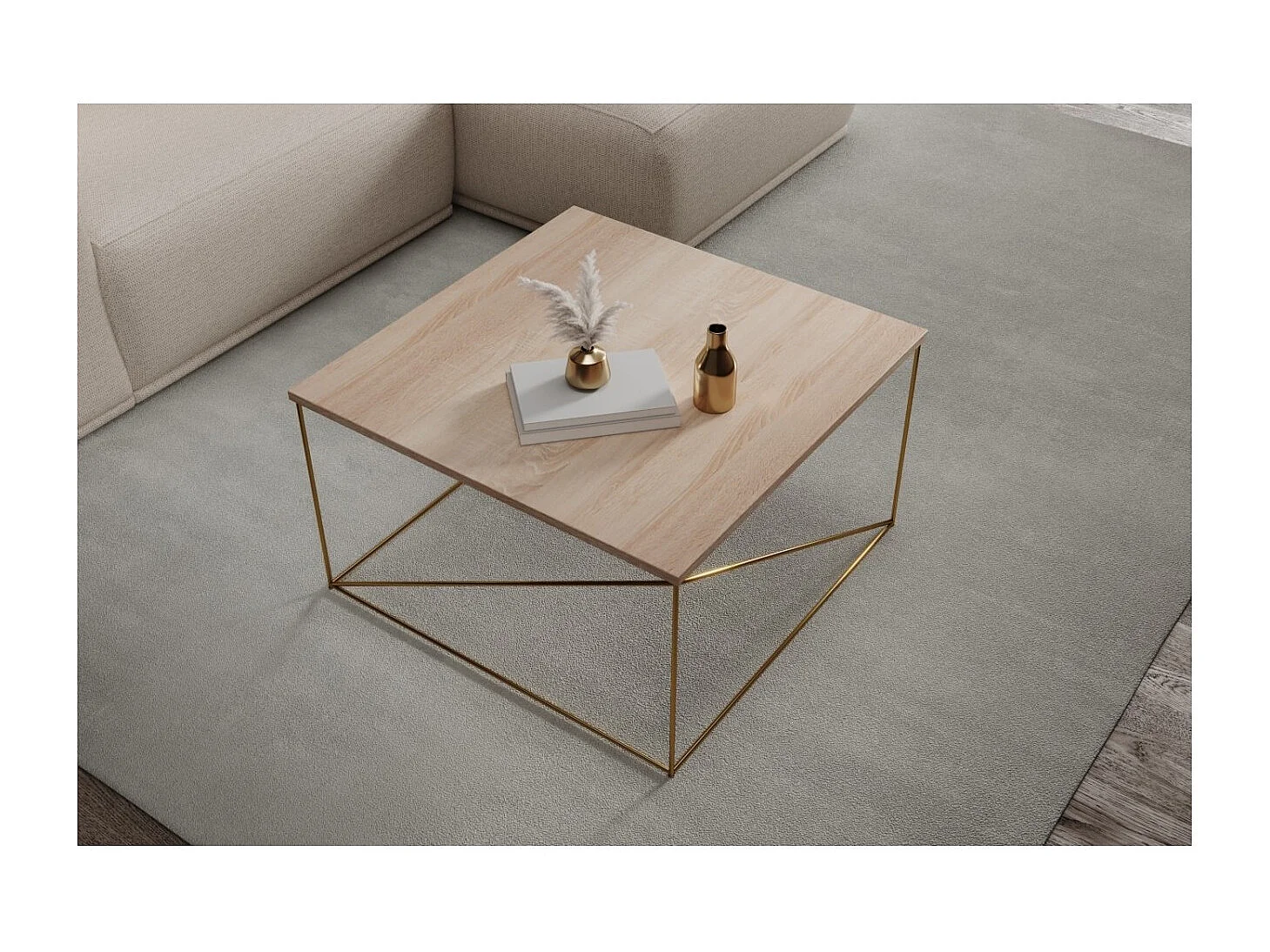 Table basse Elia Premium/Contreplaqué et métal/Or&Sonoma