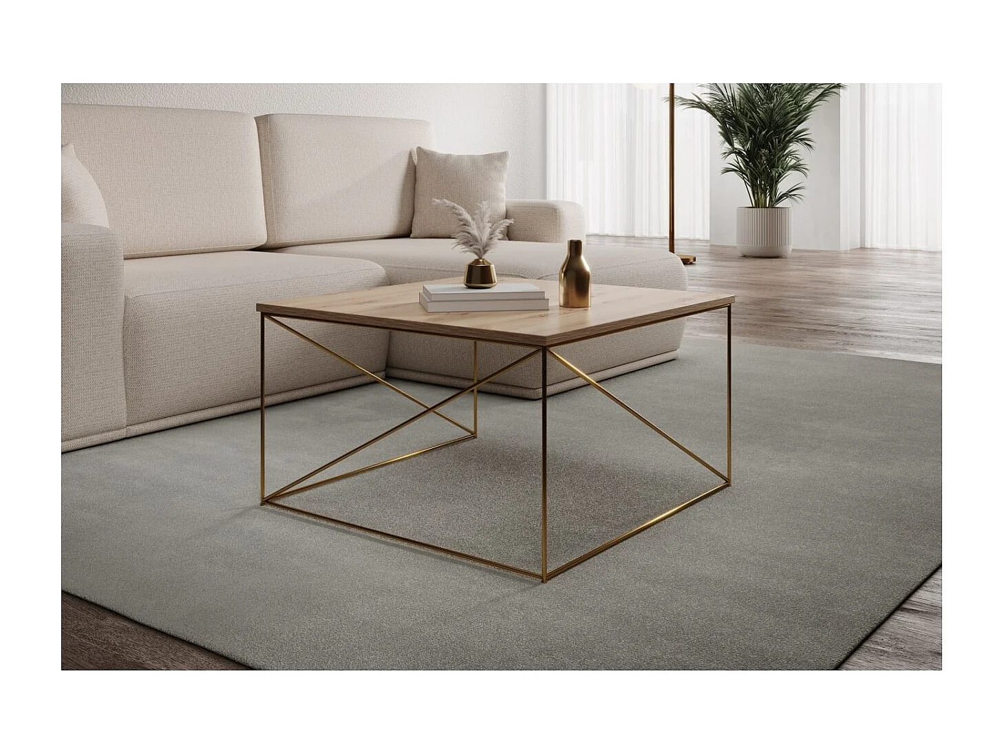 Table basse Elia Premium/Contreplaqué et métal/Or&Sonoma