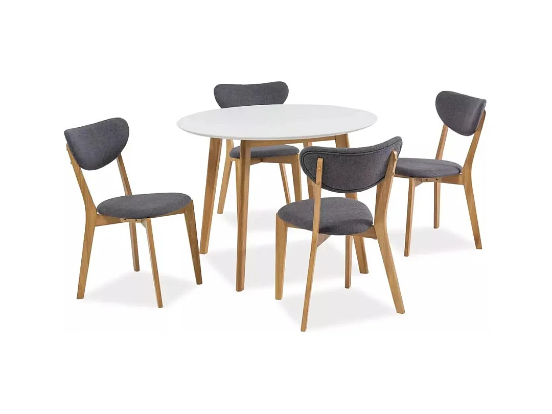 Table à manger Mosso (100x75)/Ronde/MDF/Marron et blanc