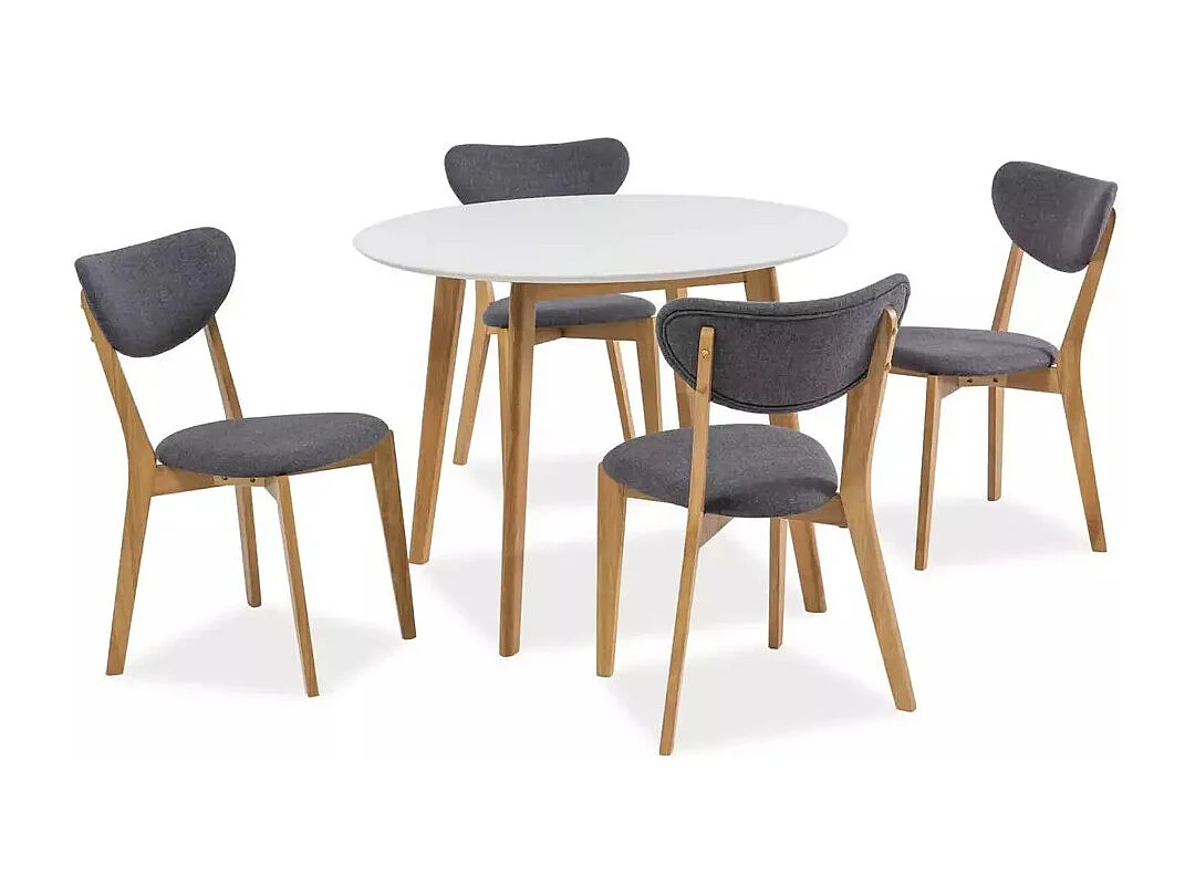 Tavolo da pranzo Mosso (100x75)/Rotondo/MDF/Marrone e Bianco