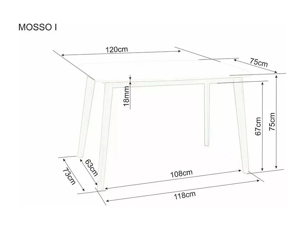 Tavolo da pranzo Mosso (75x120)/MDF/Bianco e Marrone