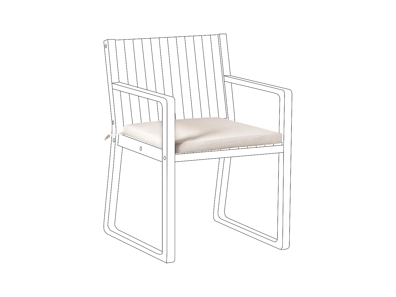 Outdoor-Sitzkissen Leinenoptik hellbeige mit Bindebändern für Gartenstuhl Sassari