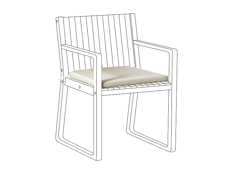 Modernes Outdoor-Sitzkissen beige taupe mit Bindebändern für Gartenstuhl Sassari