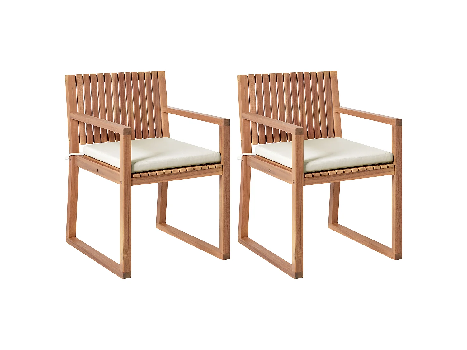 Set mit 2 Stühlen und Sitzkissen SASSARI PREMIUM zertifiziertes Akazienholz Hellbeige