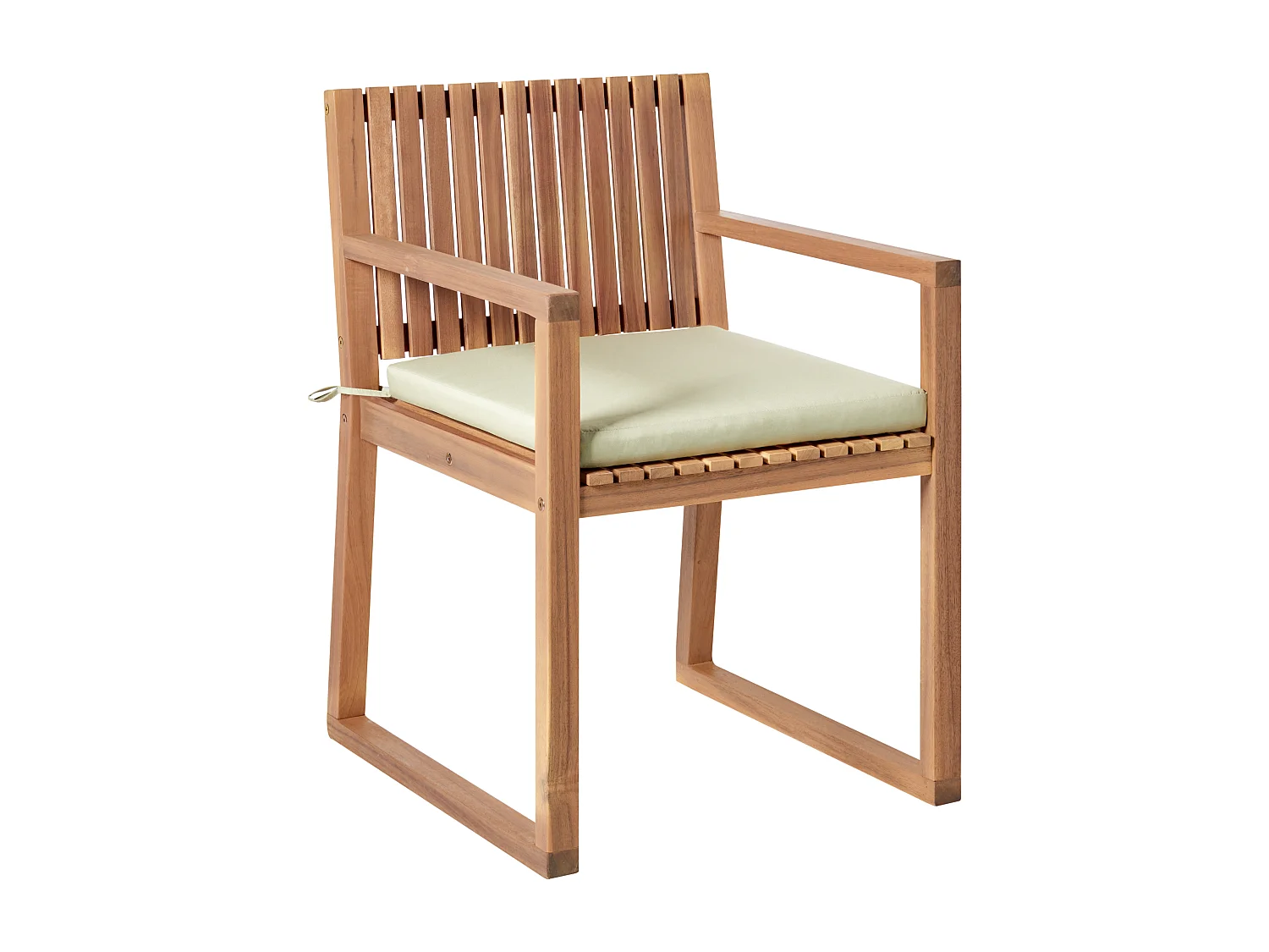 Lot de 2 chaises de jardin avec coussins SASSARI PREMIUM Bois d'acacia certifié Vert clair