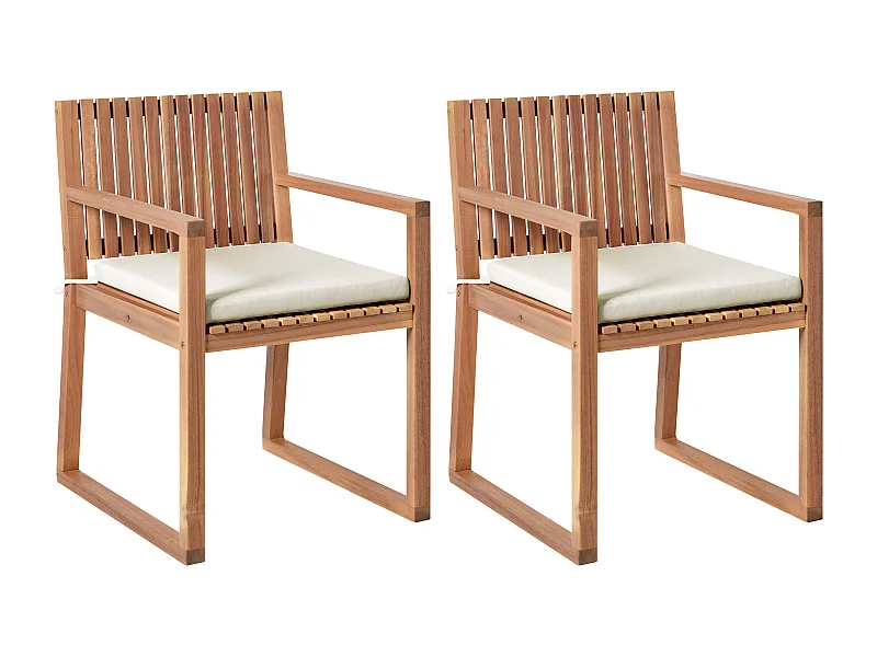 Set di 2 sedie da giardino con cuscini SASSARI PREMIUM Legno di acacia certificato Tortora