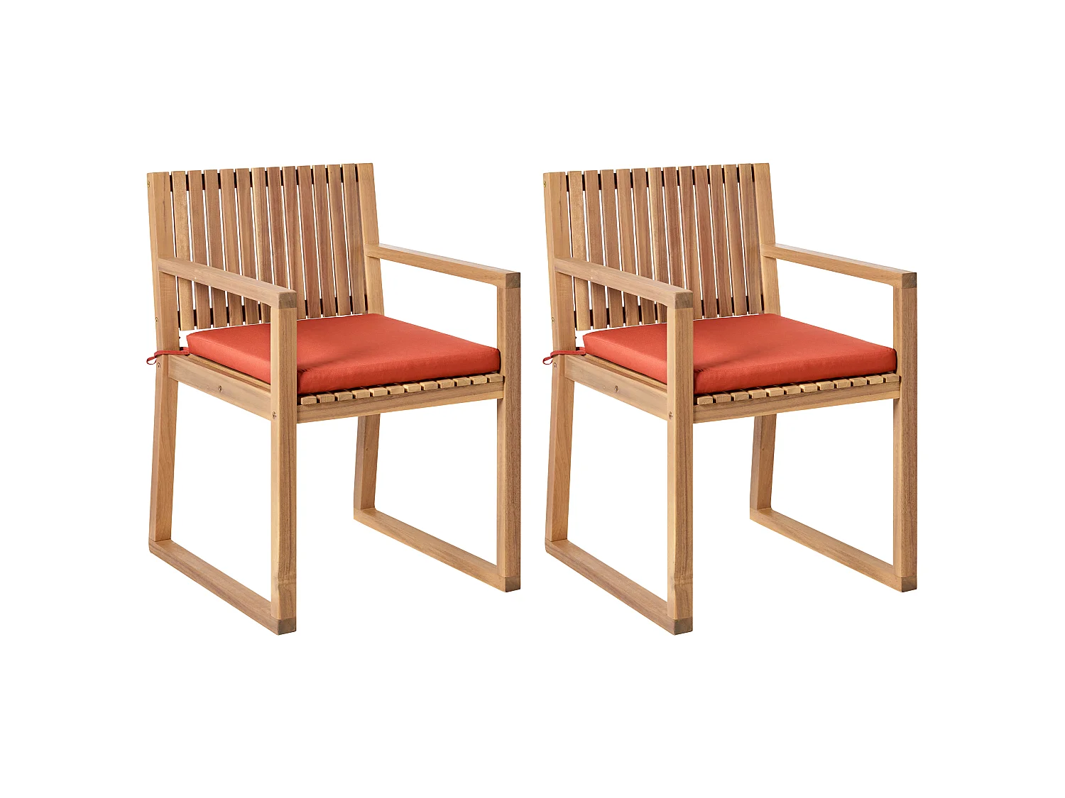 Set van 2 stoelen met zitkussen SASSARI PREMIUM Gecertificeerd acaciahout Rood