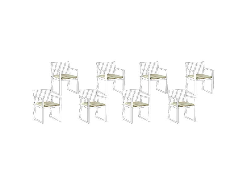 Outdoor-Sitzkissen 8er Set hellgrün mit Bindebändern für Gartenstuhl Sassari