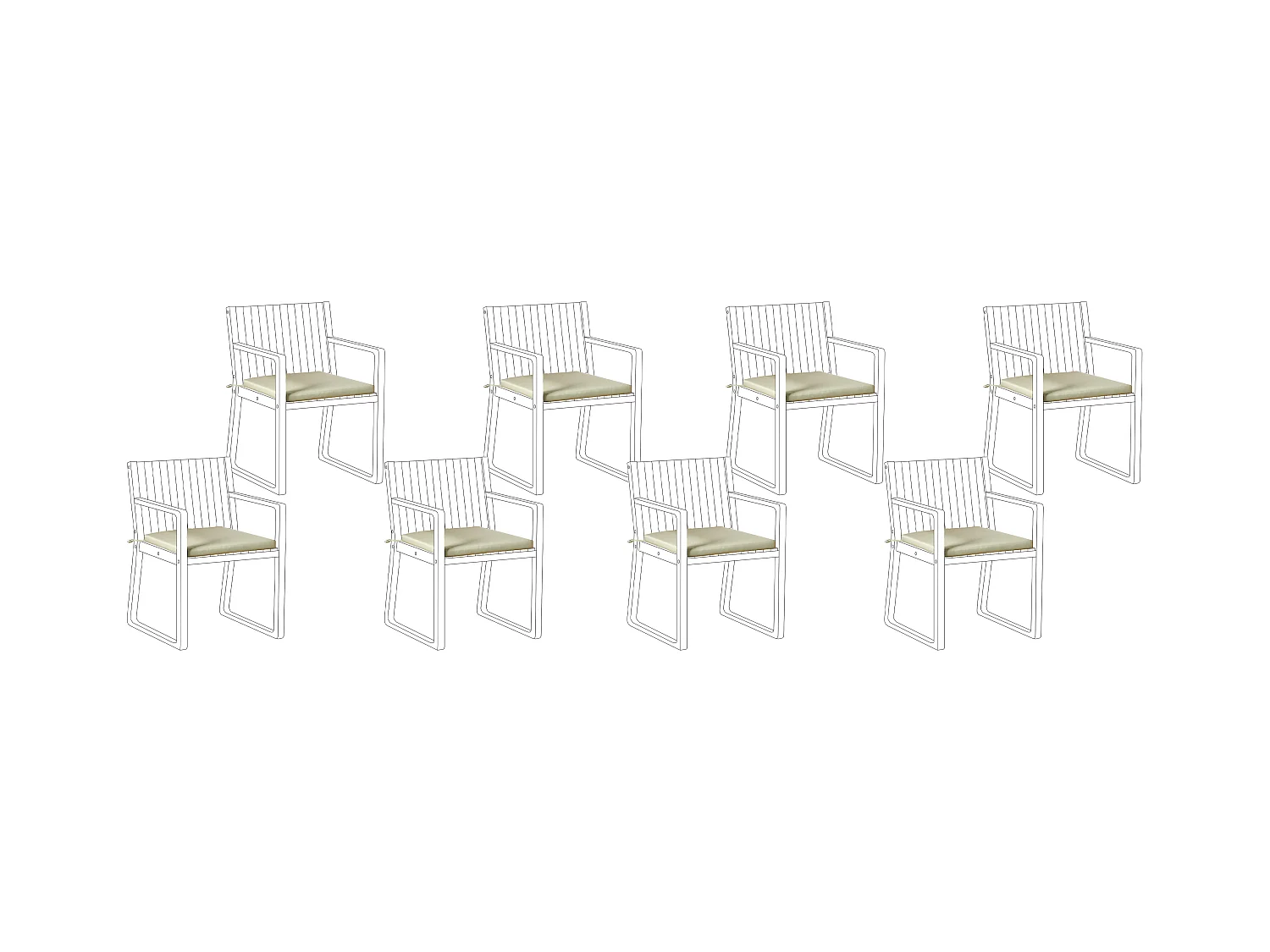 Set van 8 tuinzitkussens SASSARI PREMIUM 46 x 46 cm Lichtgroen