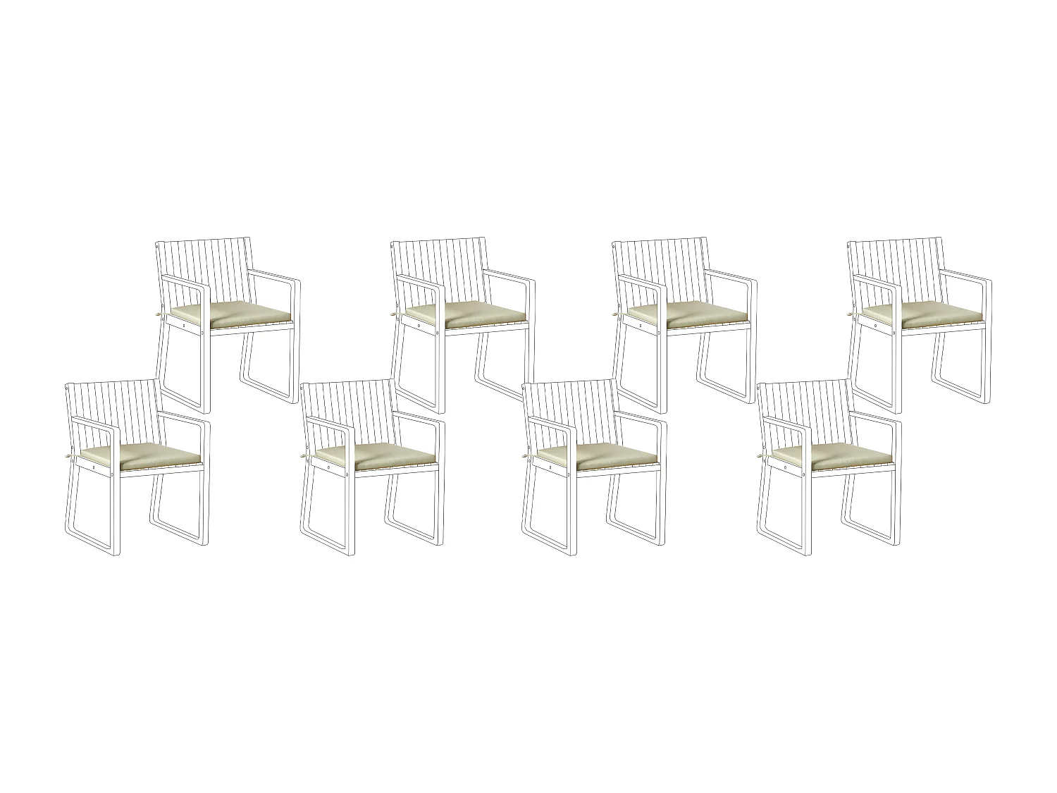 Lot de 8 coussins pour chaises de jardin SASSARI PREMIUM 46 x 46 cm Vert clair