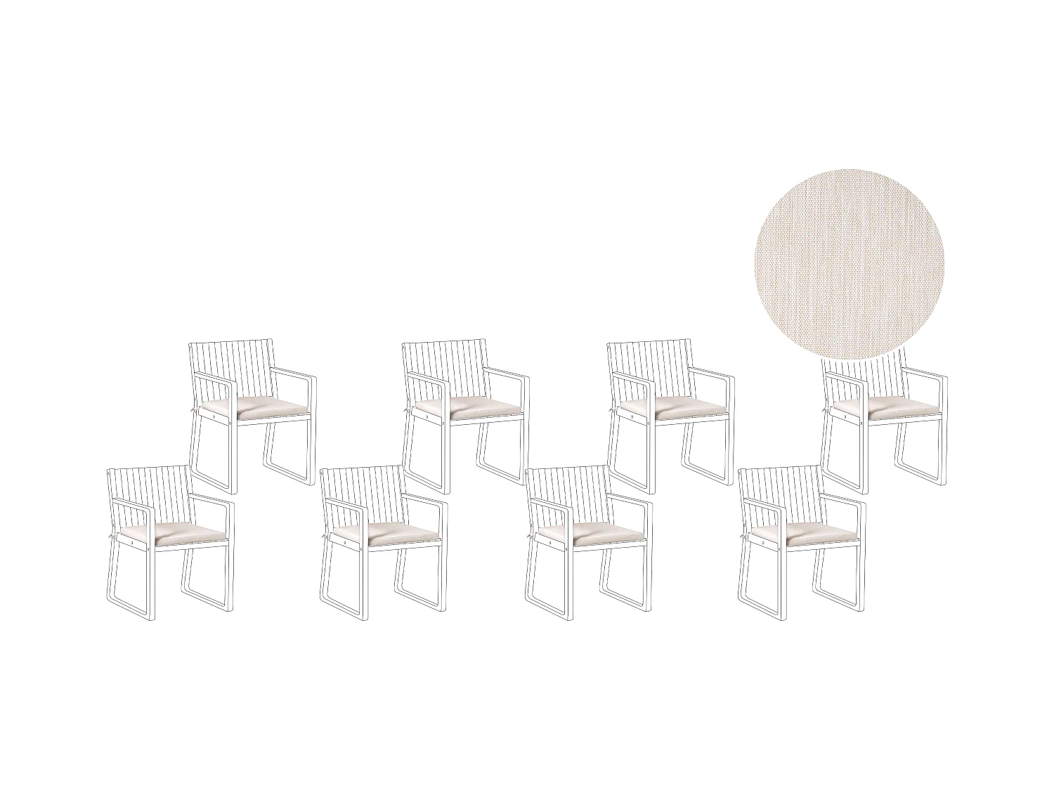 Set van 8 tuinzitkussens SASSARI PREMIUM 46 x 46 cm Lichtbeige