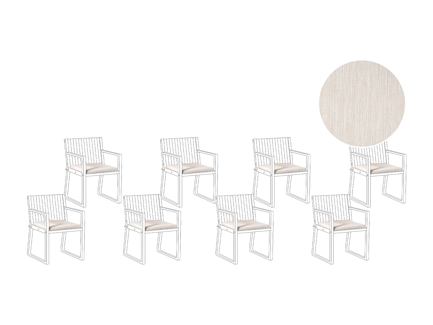 Lot de 8 coussins pour chaises de jardin SASSARI PREMIUM 46 x 46 cm Beige clair