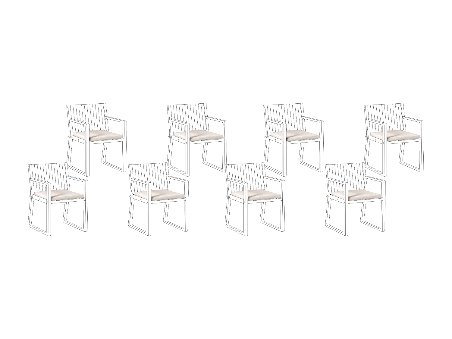 Lot de 8 coussins pour chaises de jardin SASSARI PREMIUM 46 x 46 cm Beige clair