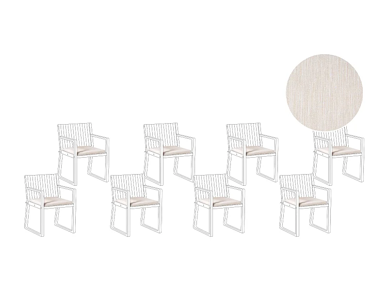 Set van 8 tuinzitkussens SASSARI PREMIUM 46 x 46 cm Lichtbeige