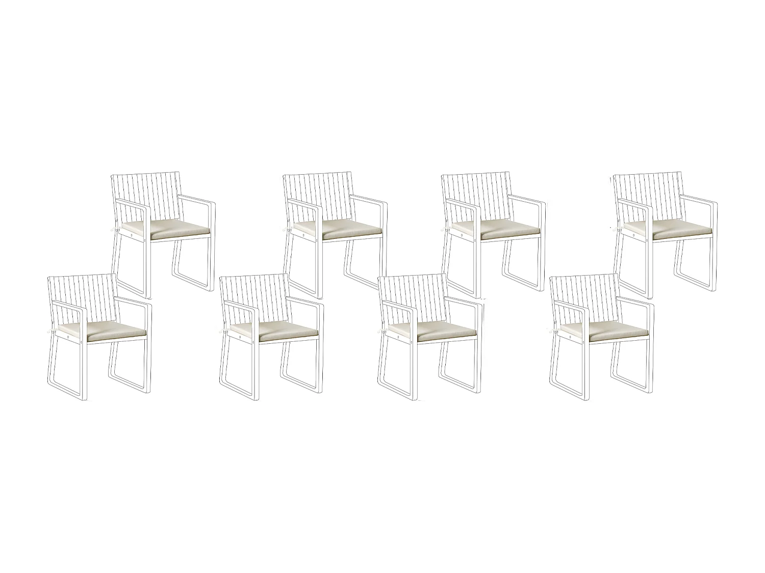 Set van 8 tuinzitkussens SASSARI PREMIUM 46 x 46 cm Taupe