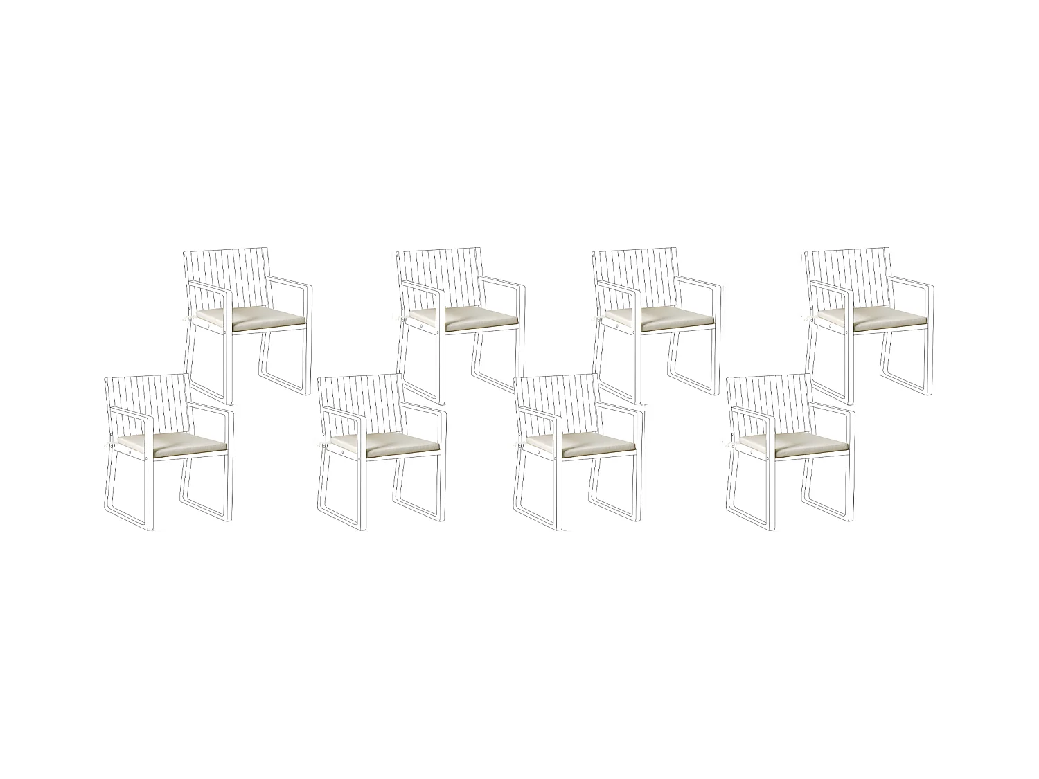Lot de 8 coussins pour chaises de jardin SASSARI PREMIUM 46 x 46 cm Taupe