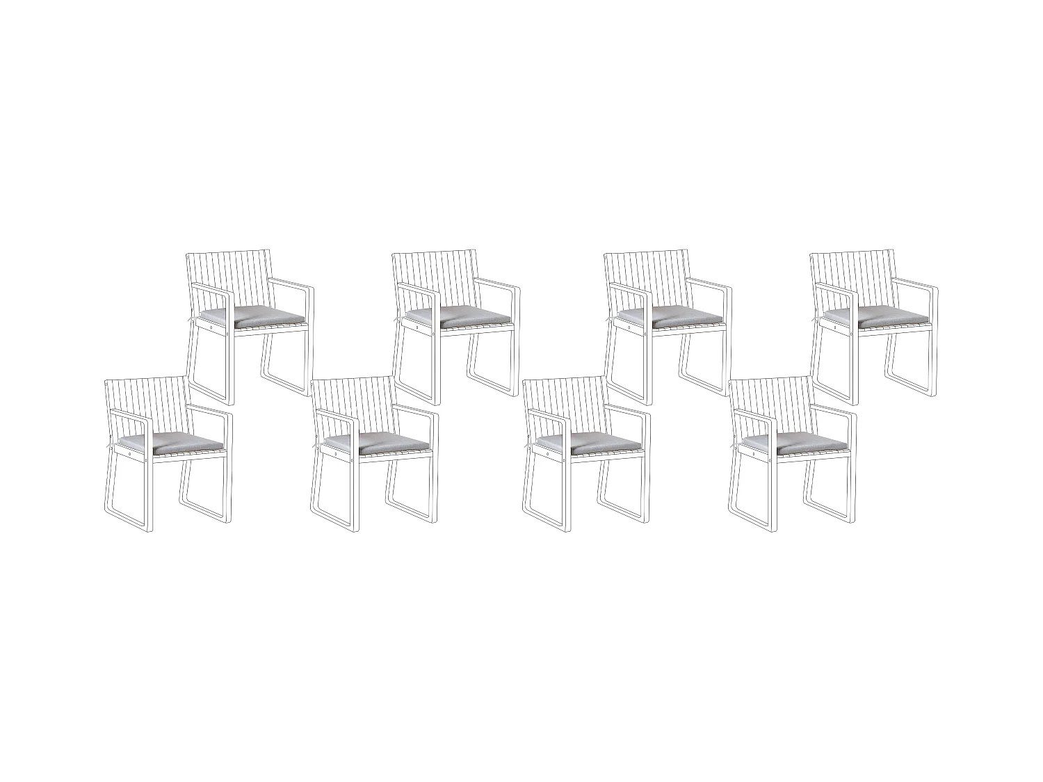 Set di 8 cuscini per sedie SASSARI PREMIUM 46 x 46 cm Grigio