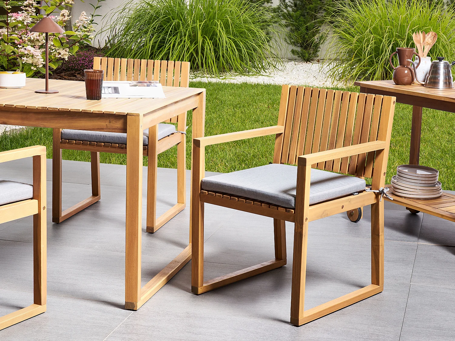Lot de 8 coussins pour chaises de jardin SASSARI PREMIUM 46 x 46 cm Gris