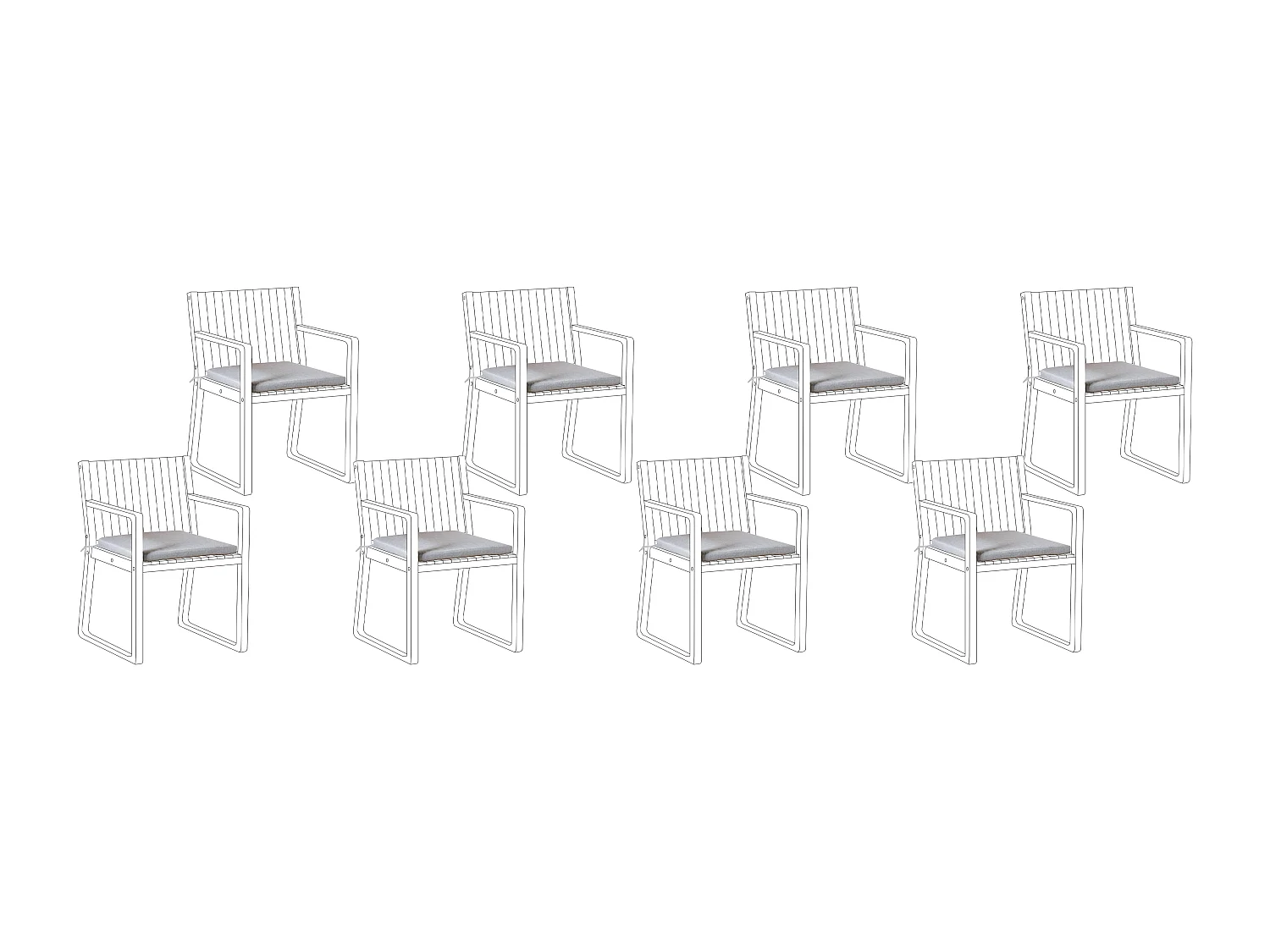 Lot de 8 coussins pour chaises de jardin SASSARI PREMIUM 46 x 46 cm Gris