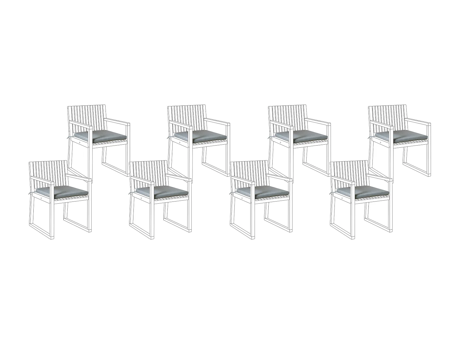 Lot de 8 coussins pour chaises de jardin SASSARI PREMIUM 46 x 46 cm Gris