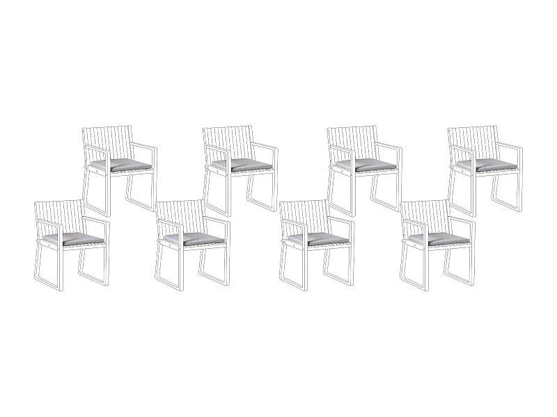 Set di 8 cuscini per sedie SASSARI PREMIUM 46 x 46 cm Grigio