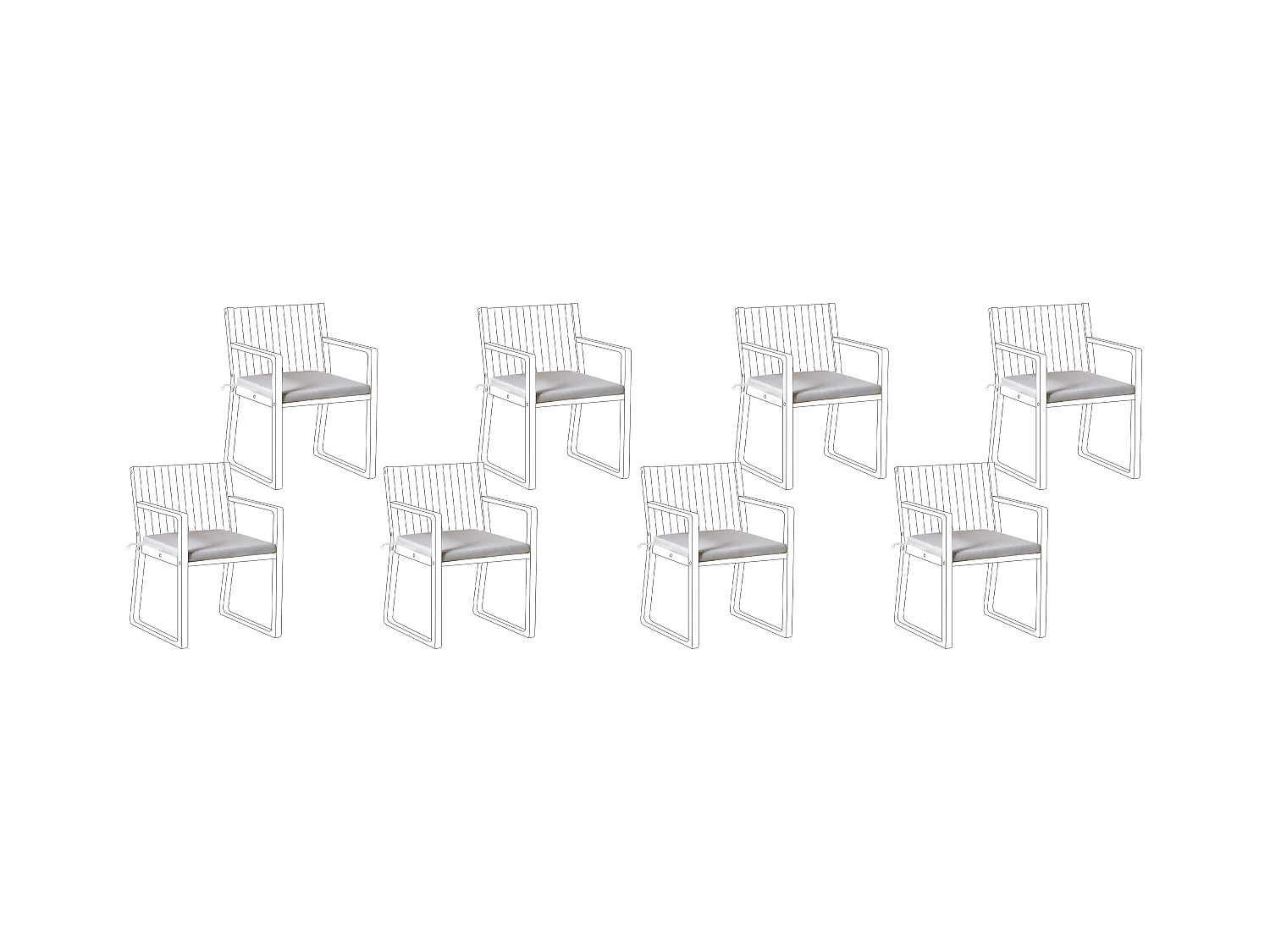 Lot de 8 coussins pour chaises de jardin SASSARI PREMIUM 46 x 46 cm Gris clair