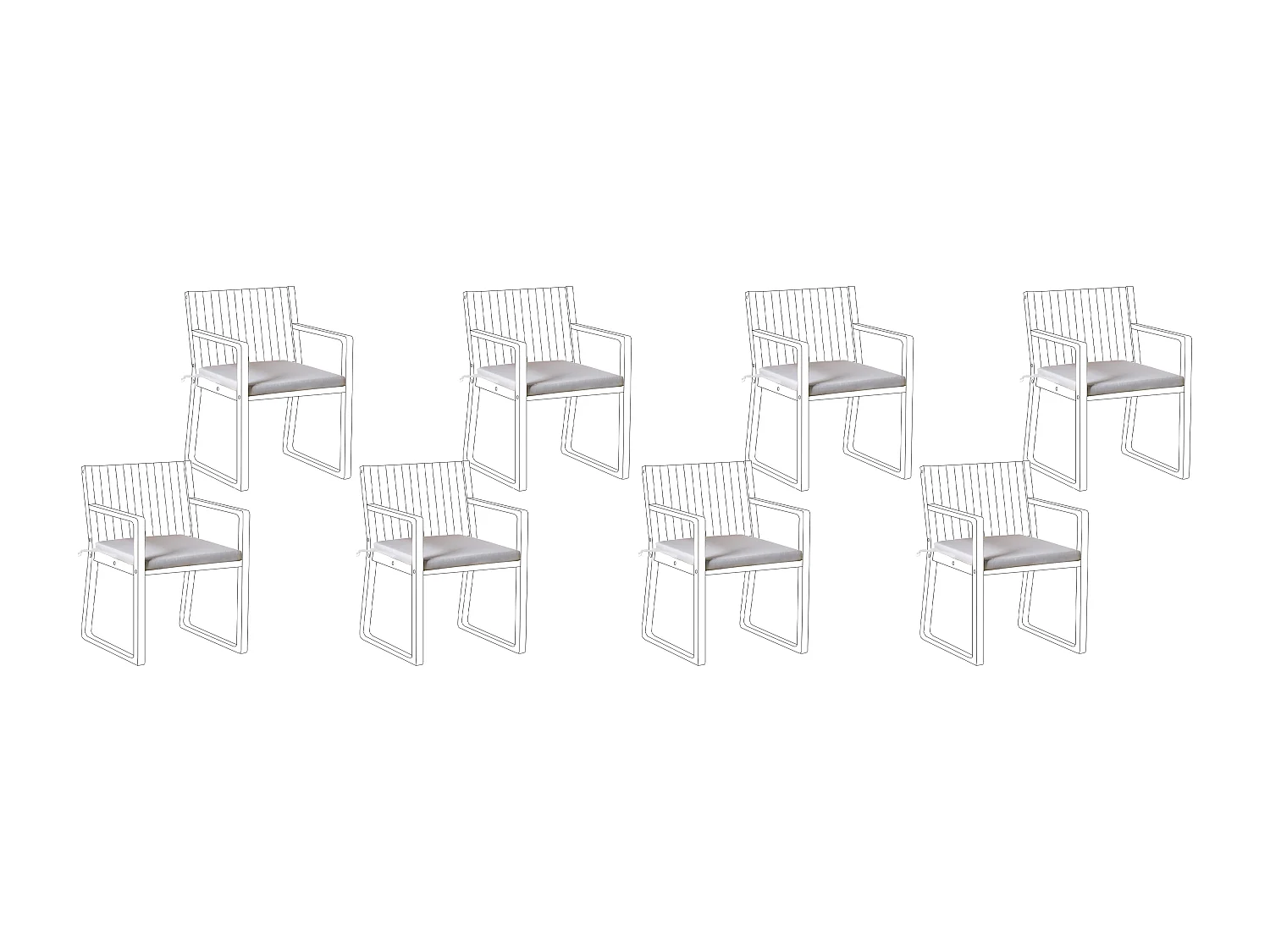 Lot de 8 coussins pour chaises de jardin SASSARI PREMIUM 46 x 46 cm Gris clair