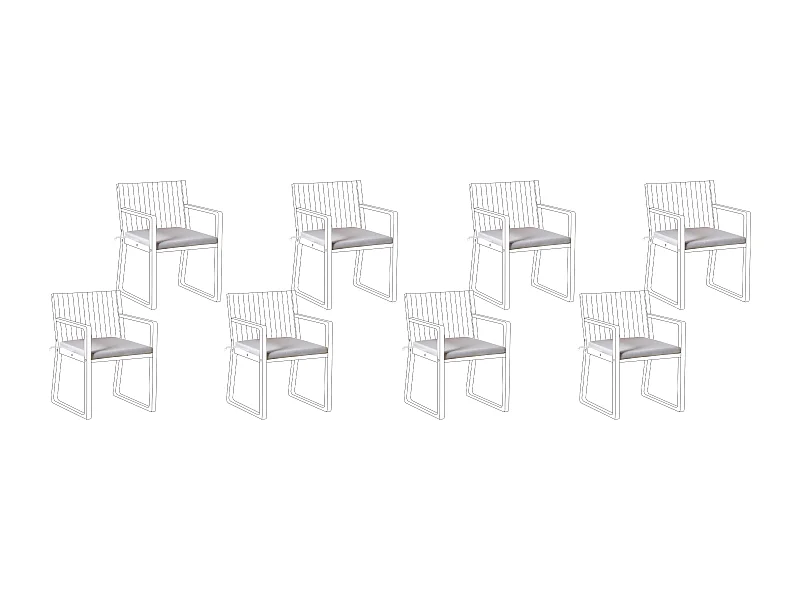Lot de 8 coussins pour chaises de jardin SASSARI PREMIUM 46 x 46 cm Gris clair