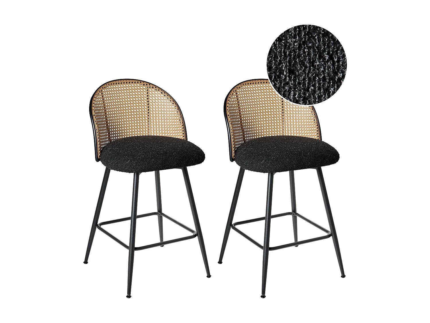 Set van 2 barstoelen NATHAN Draaibaar Zwart