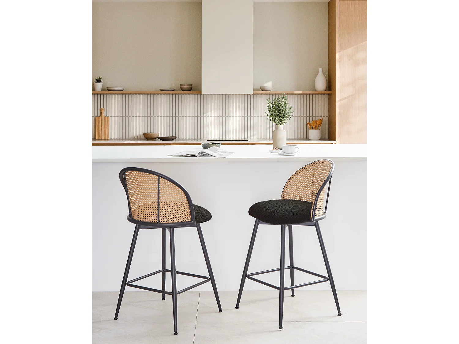 Set van 2 barstoelen NATHAN Draaibaar Zwart