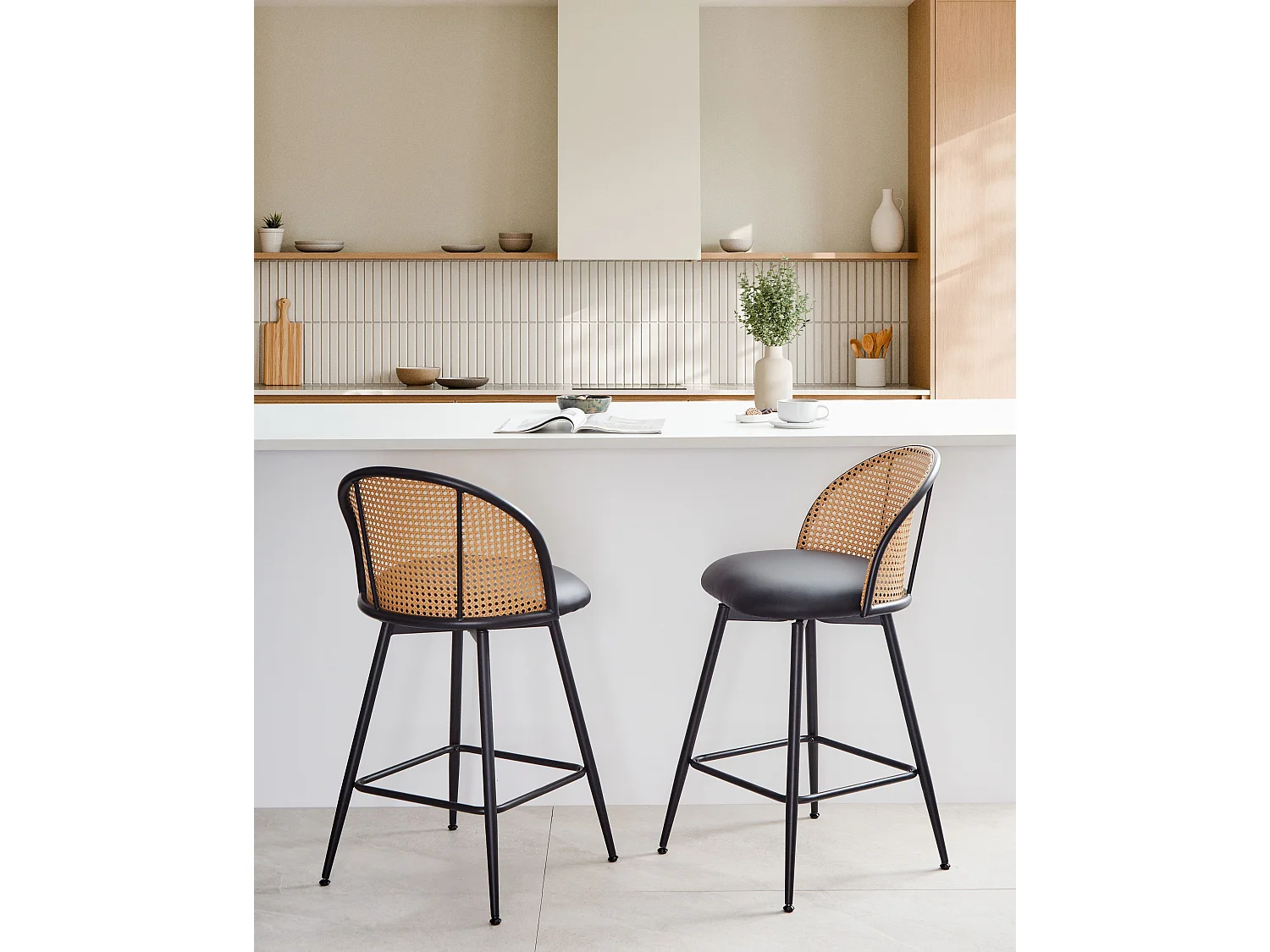 Conjunto de 2 bancos de bar NATHAN Preto