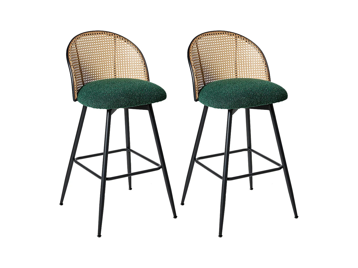 Lot de 2 chaises de bar NATHAN Bouclé Vert