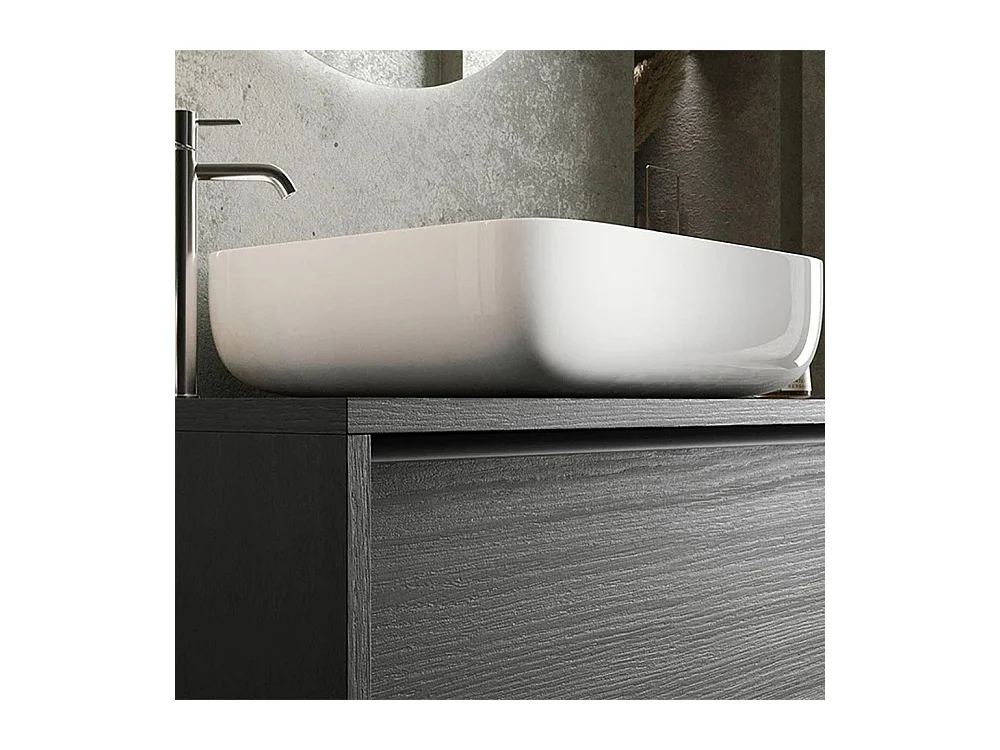 Mobile bagno sospeso 110x92 cm nero con lavabo e due cassetti MBL22