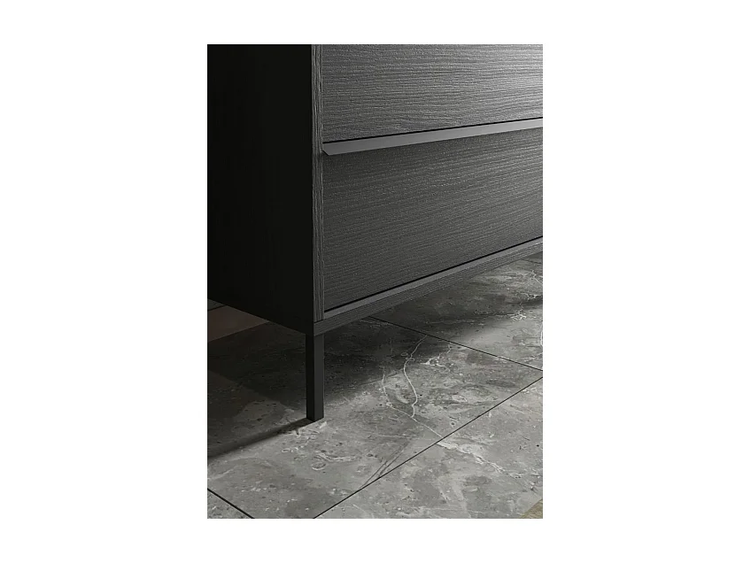 Mobile bagno a terra 79x92 cm nero con lavabo e due cassetti MBL17