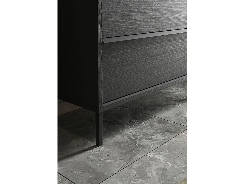 Mobile bagno a terra 79x92 cm nero con lavabo e due cassetti MBL17