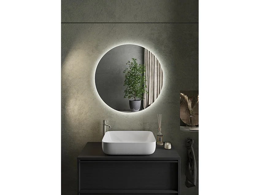 Mobile bagno a terra 92x92 cm nero con lavabo e due cassetti MBL18