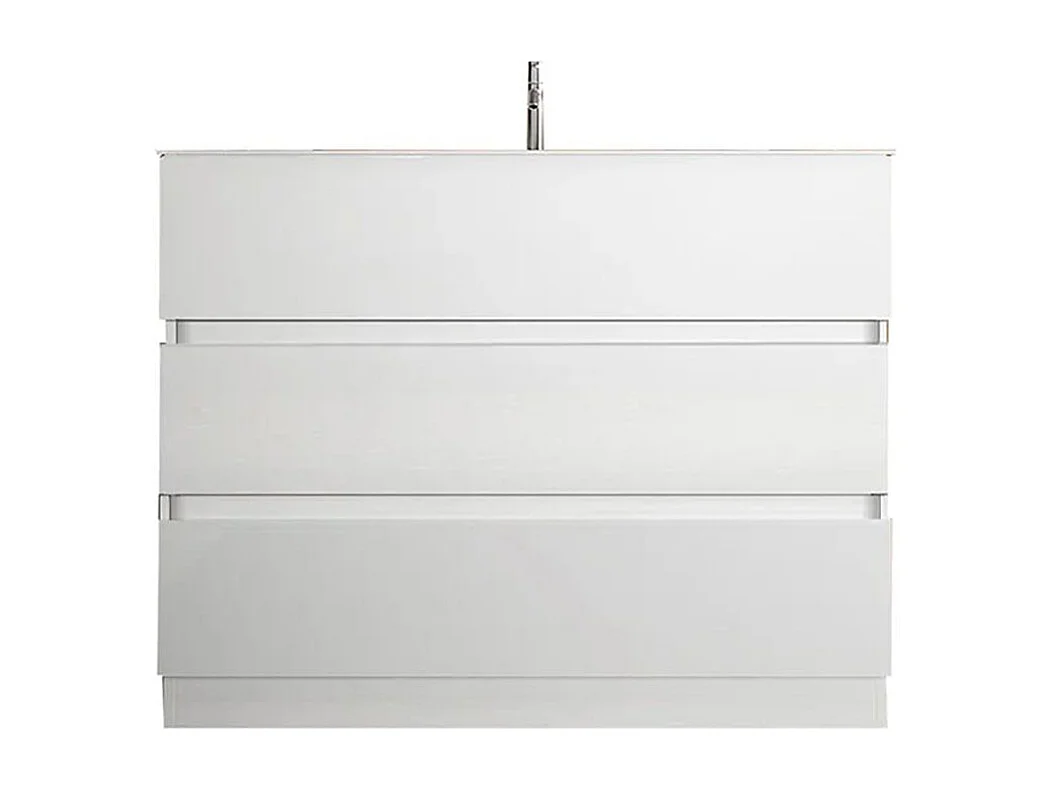 Mobile bagno a terra 100x85 cm bianco lucido con lavabo e tre cassetti MBL13