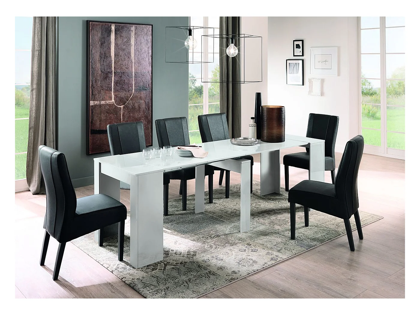 Consolle allungabile Made in Italy 78x78 cm bianco lucido CL1