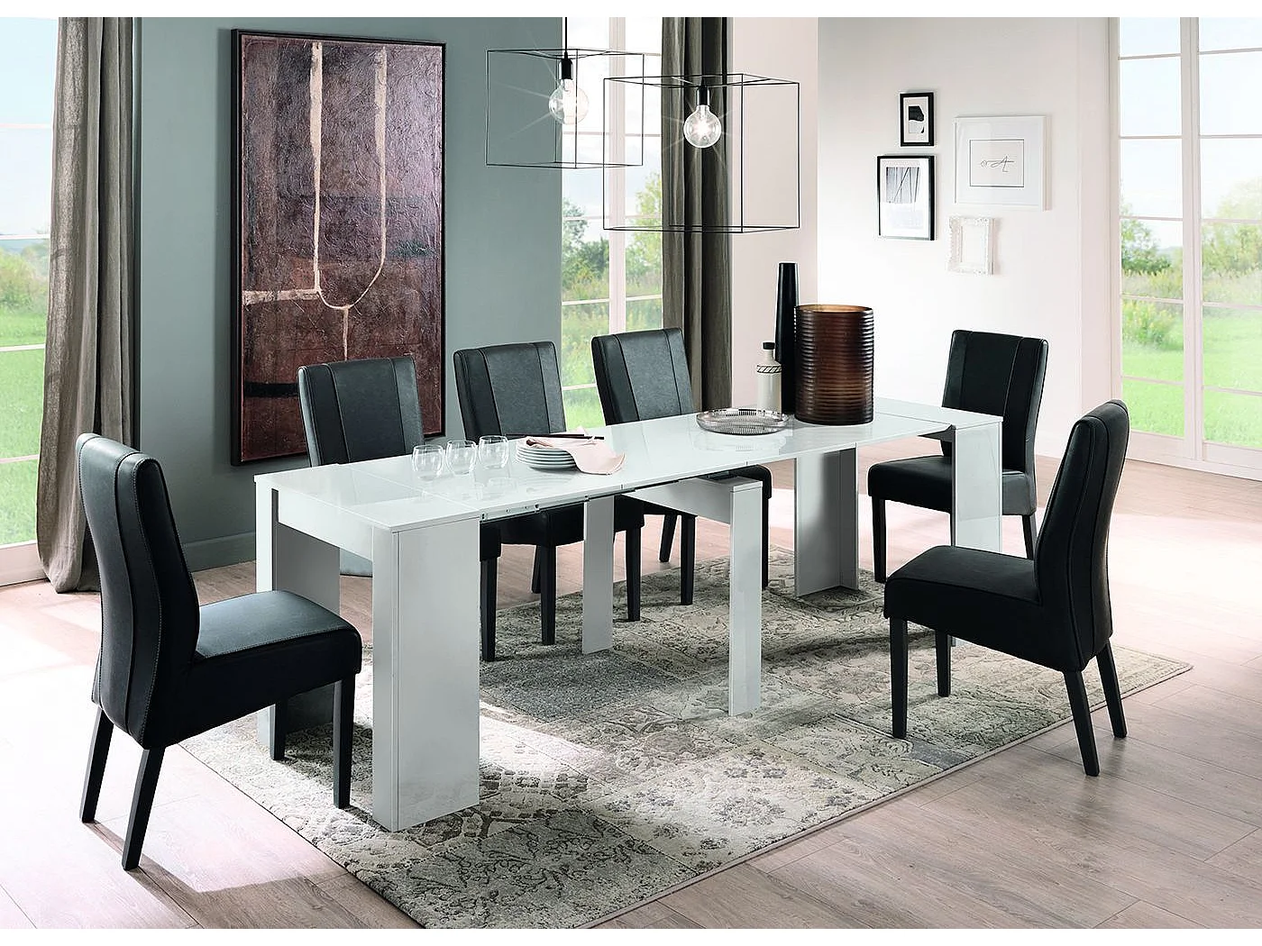 Consolle allungabile Made in Italy 78x78 cm bianco lucido CL1