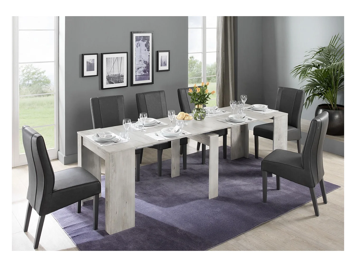 Consolle allungabile Made in Italy 78x78 cm Bianco legno CL1