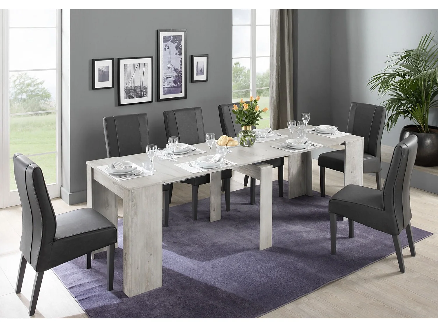 Consolle allungabile Made in Italy 78x78 cm Bianco legno CL1