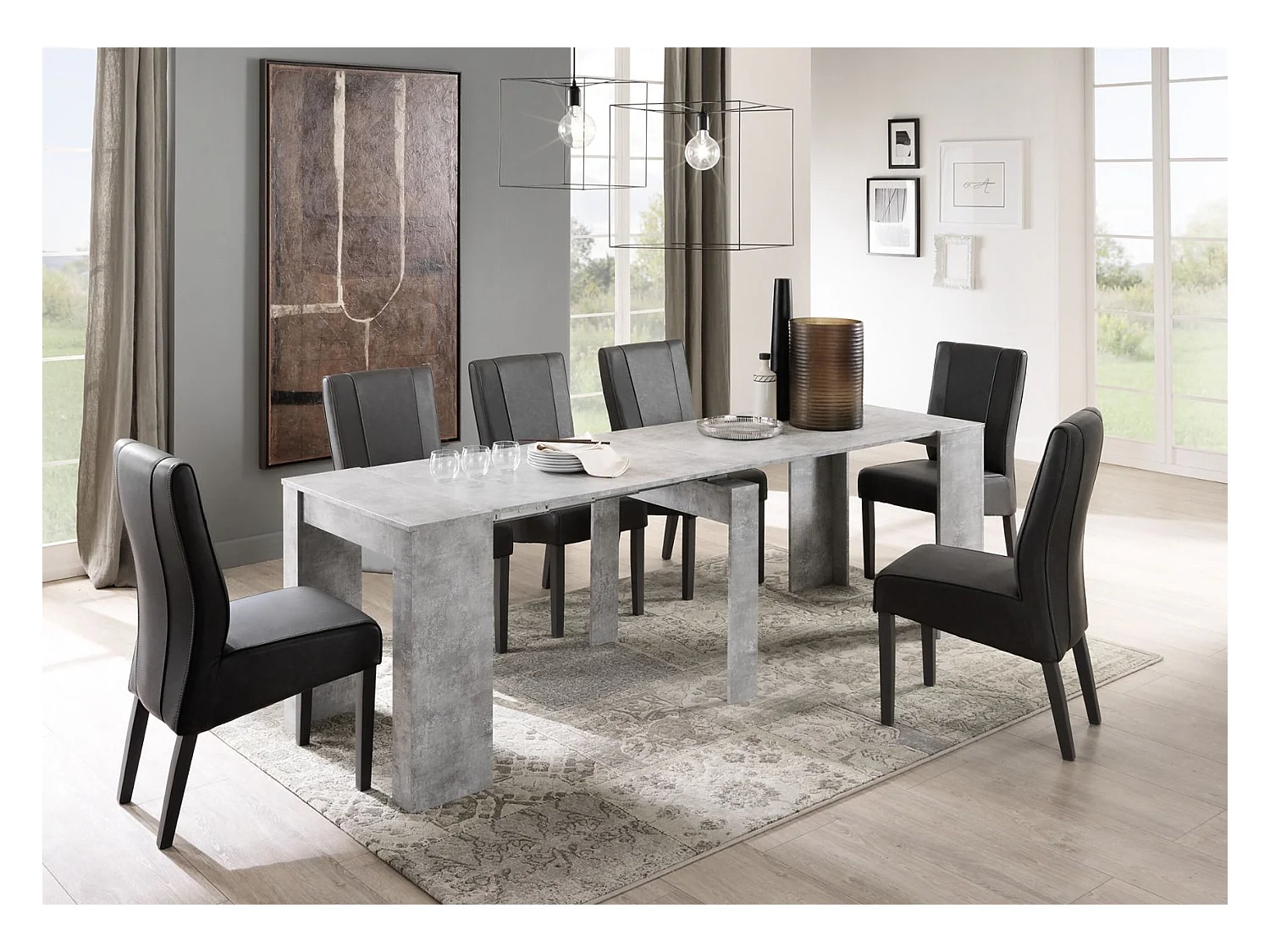 Consolle  allungabile Made in Italy 78x78 cm Cemento CL1